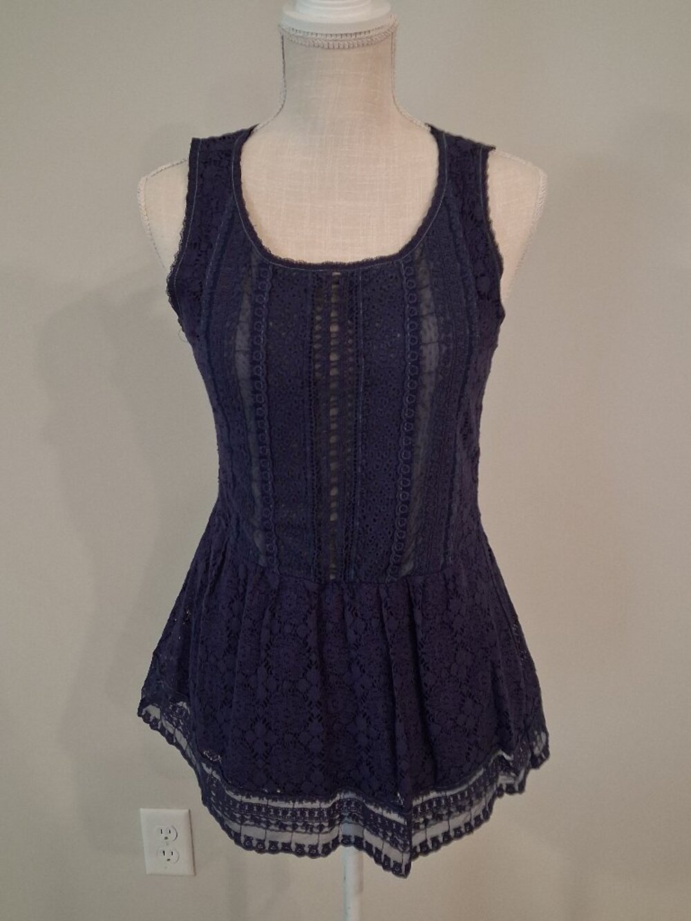 One September Anthropologie Navy Top S